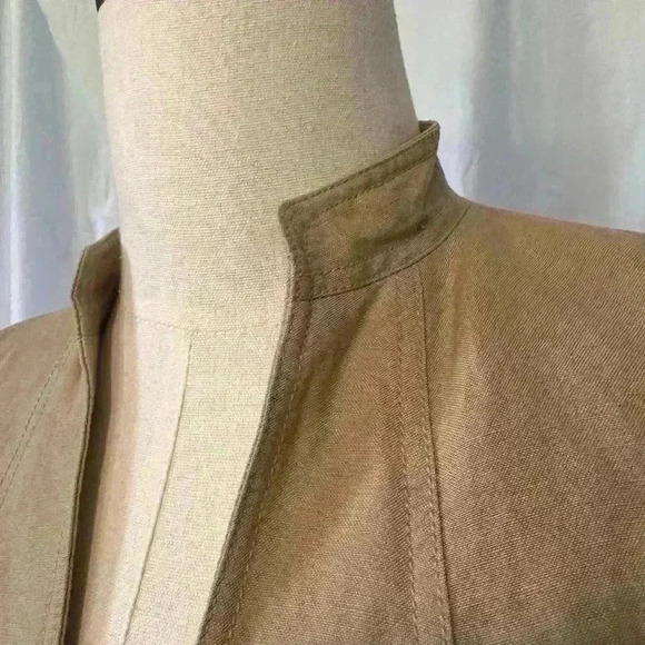 EUC Calvin Klein Women’s Tan Jacket. Size 10. Button And Waist Tie. - Picture 3 of 7